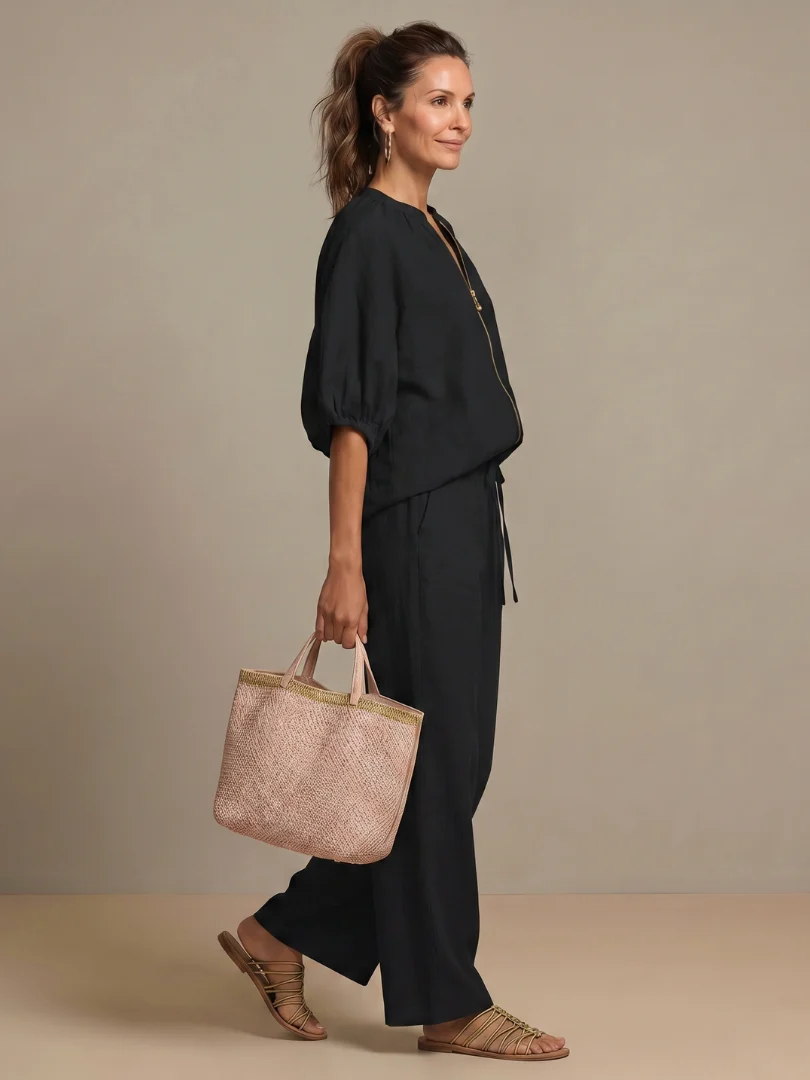 Sharina - Set Composto Da Camicetta Con Zip E Pantaloni a Gamba Larga - Image 14