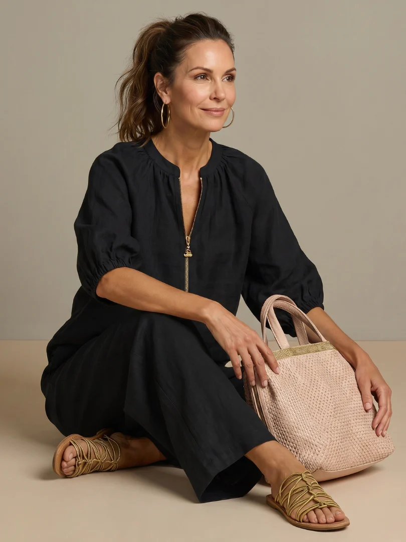 Sharina - Set Composto Da Camicetta Con Zip E Pantaloni a Gamba Larga - Image 16