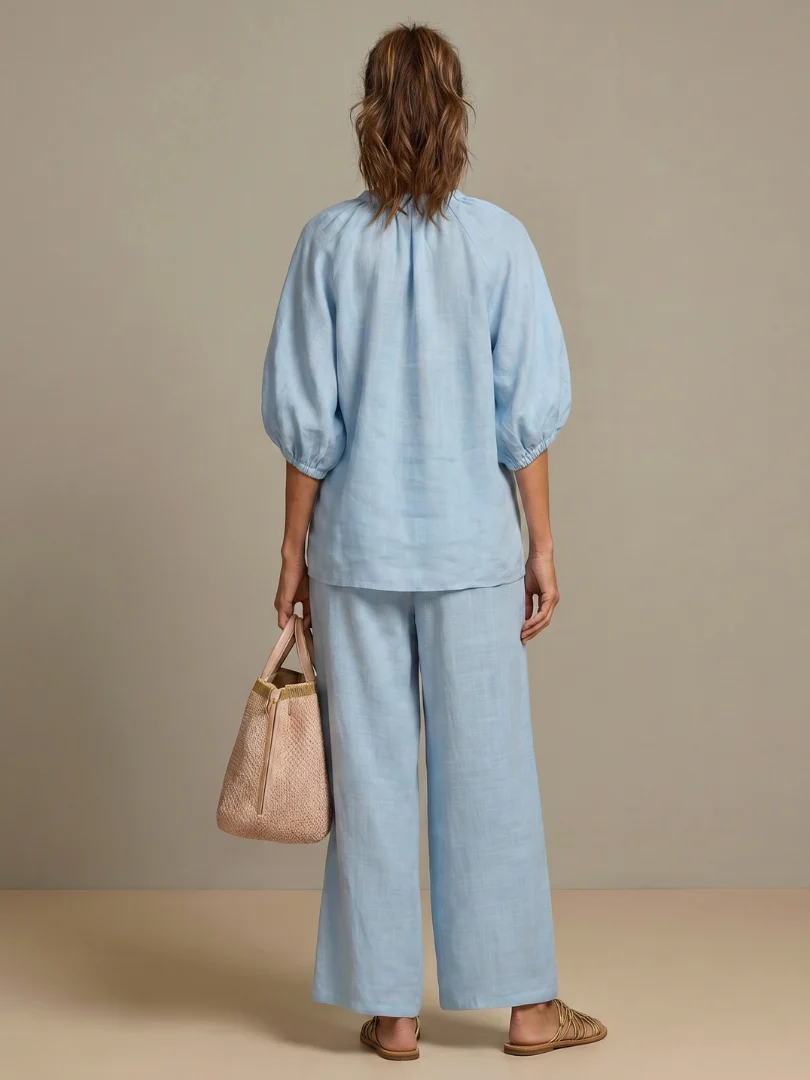 Sharina - Set Composto Da Camicetta Con Zip E Pantaloni a Gamba Larga - Image 8