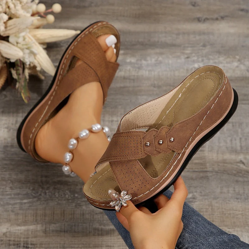 Shawen - Sandali con Zeppa e Cinturini Incrociati in Stile Casual - Image 4