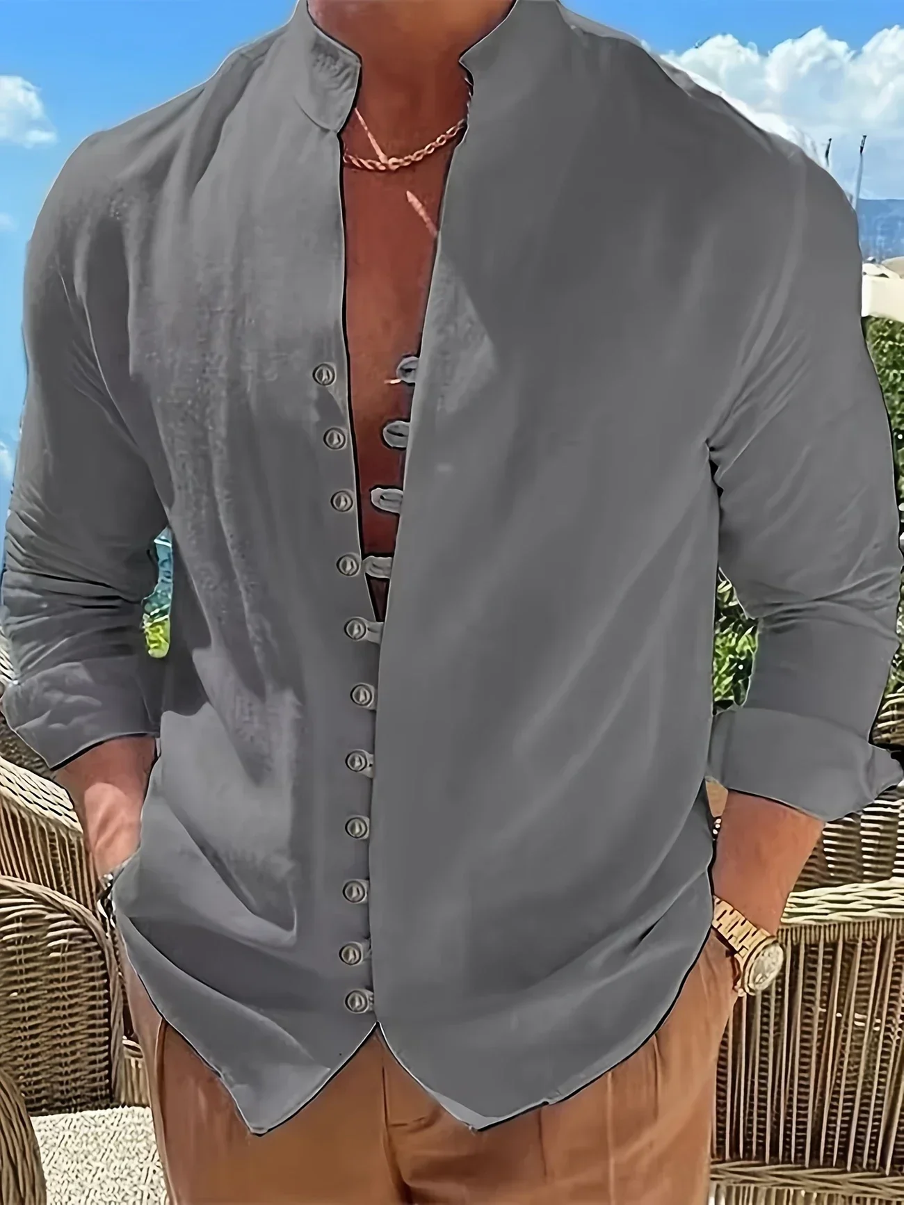 Shayne - Camicia Leggera In Cotone E Lino Con Maniche Lunghe - Image 2