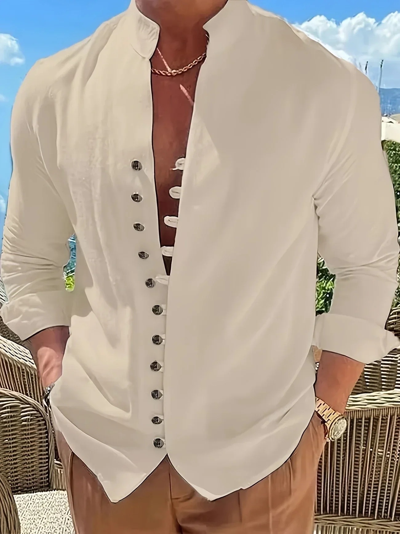 Shayne - Camicia Leggera In Cotone E Lino Con Maniche Lunghe - Image 5