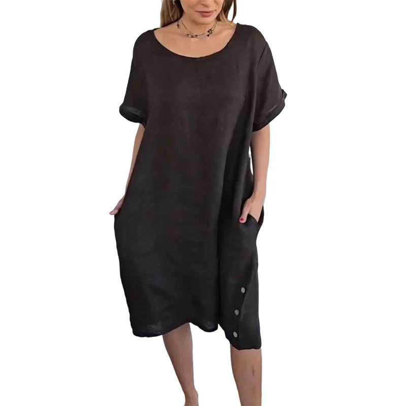 Sheela - Abito Casual In Misto Lino e Cotone Con Tasche - Image 3