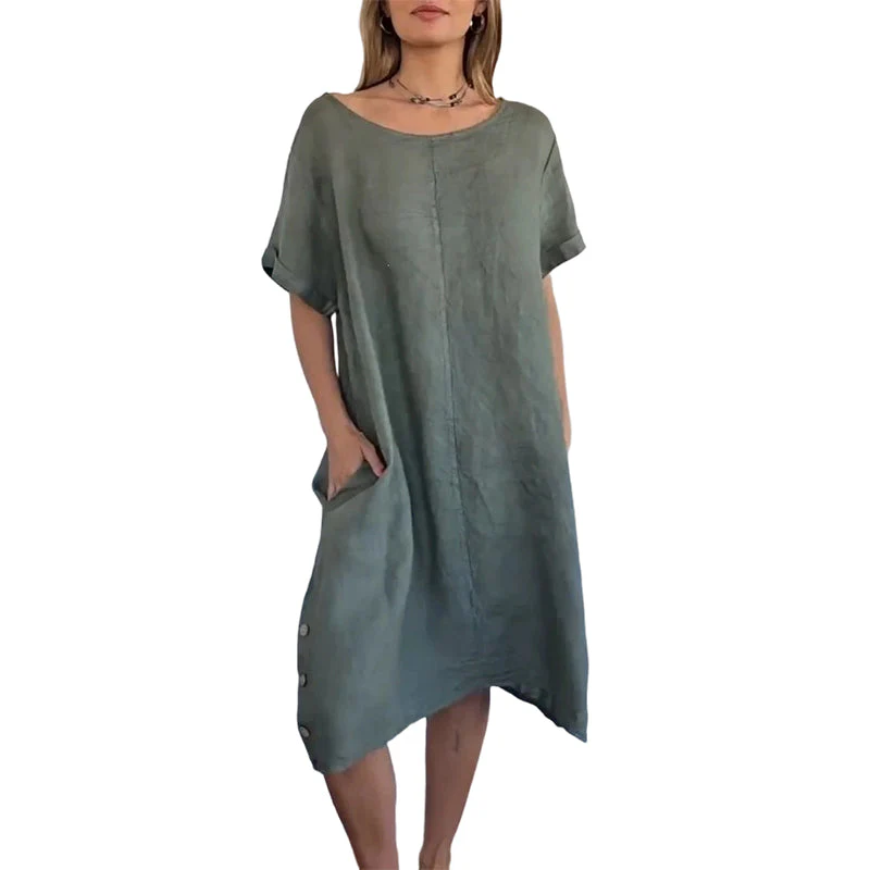 Sheela - Abito Casual In Misto Lino e Cotone Con Tasche - Image 4