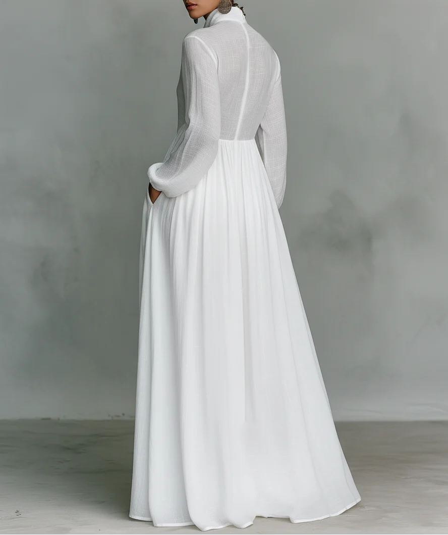 Sheilan - Elegante Abito Lungo Con Bottoni - Image 6