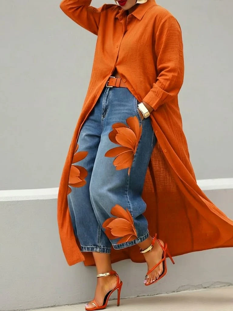 Sherena - Abito In Lino e Jeans a Fiori - Image 3