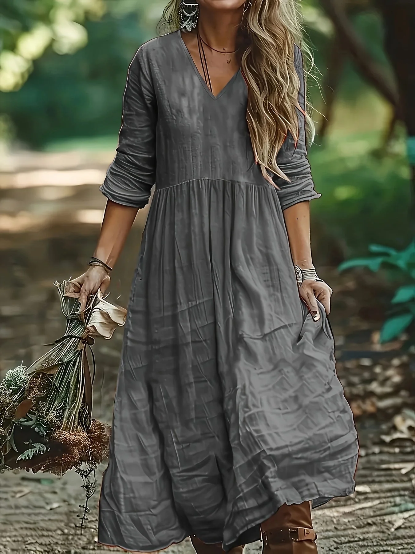 Shirron - Abito Lungo Alla Moda Con Scollo a V - Image 4