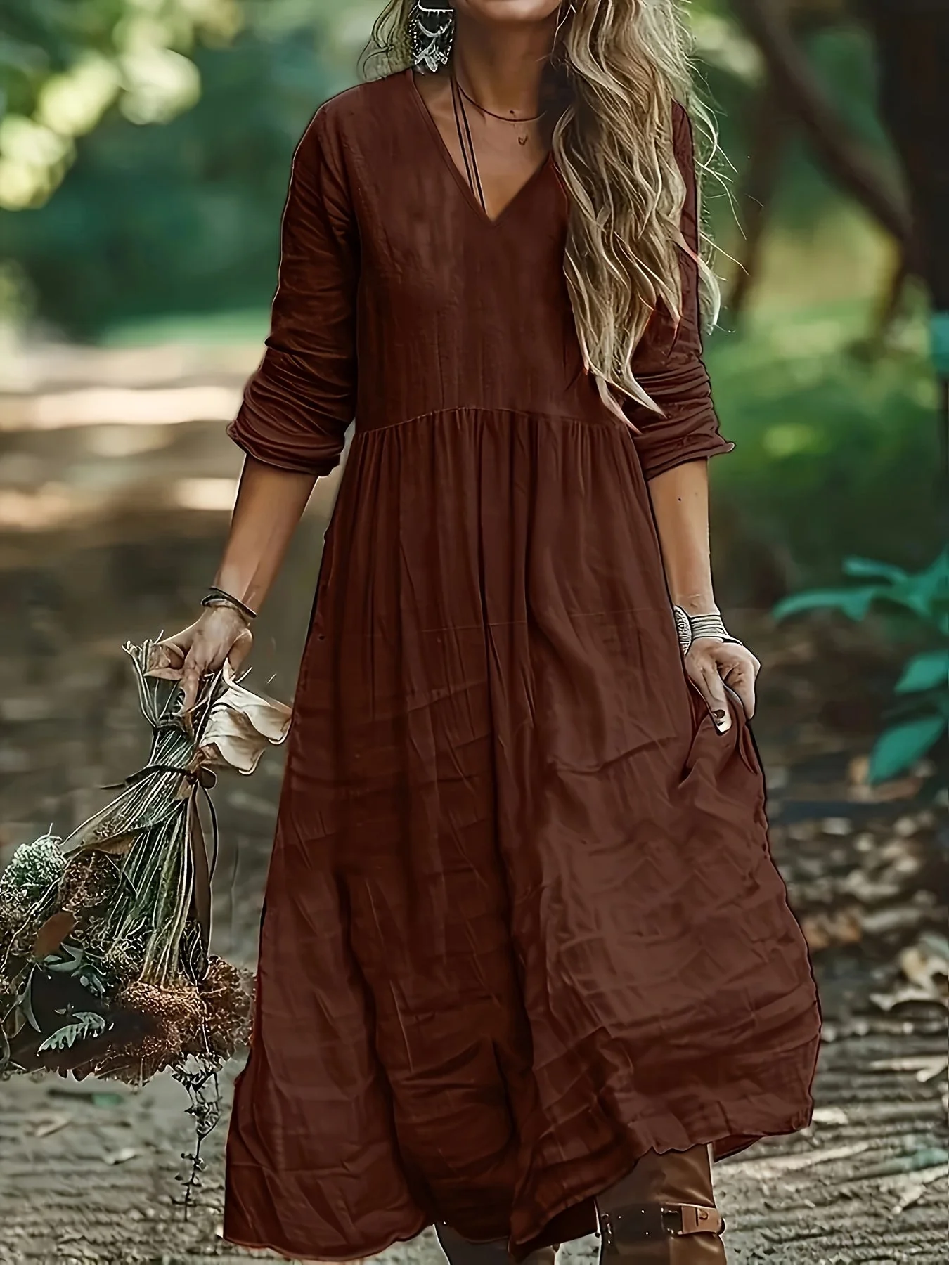 Shirron - Abito Lungo Alla Moda Con Scollo a V - Image 8