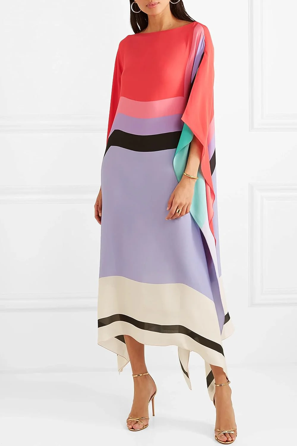 Shraddha - Abito Patchwork Con Stampa a Righe - Image 3
