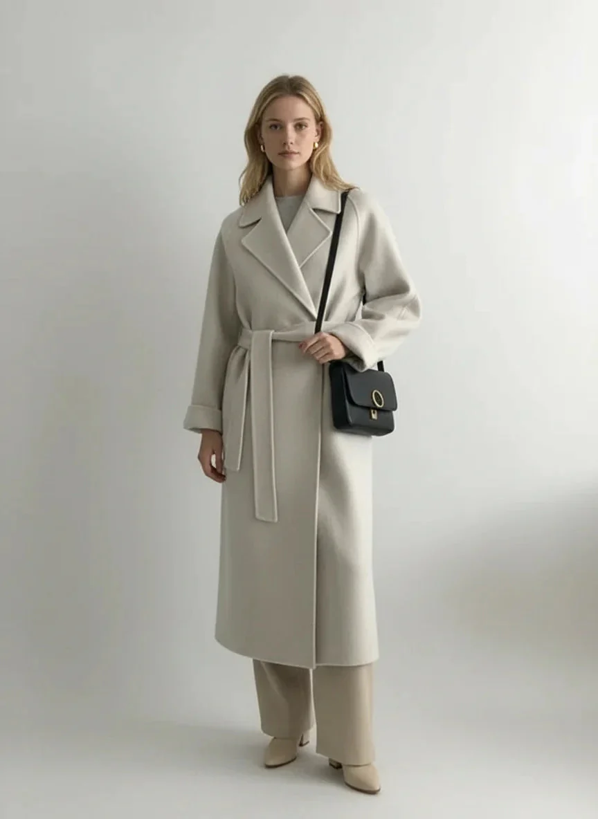 Shulamit - Elegante Soprabito a Maniche Lunghe Con Cintura - Image 3