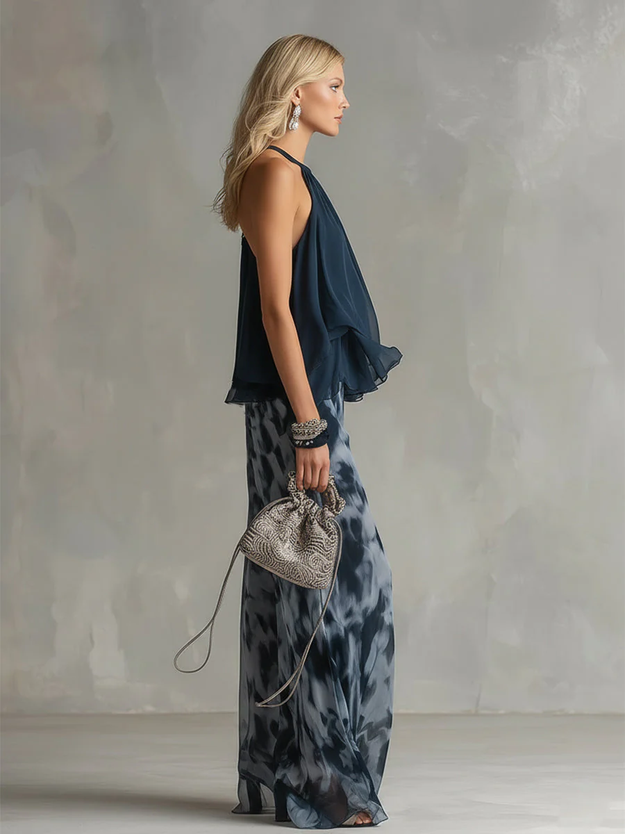 Shylla - Elegante Completo a Due Pezzi In Chiffon - Image 2