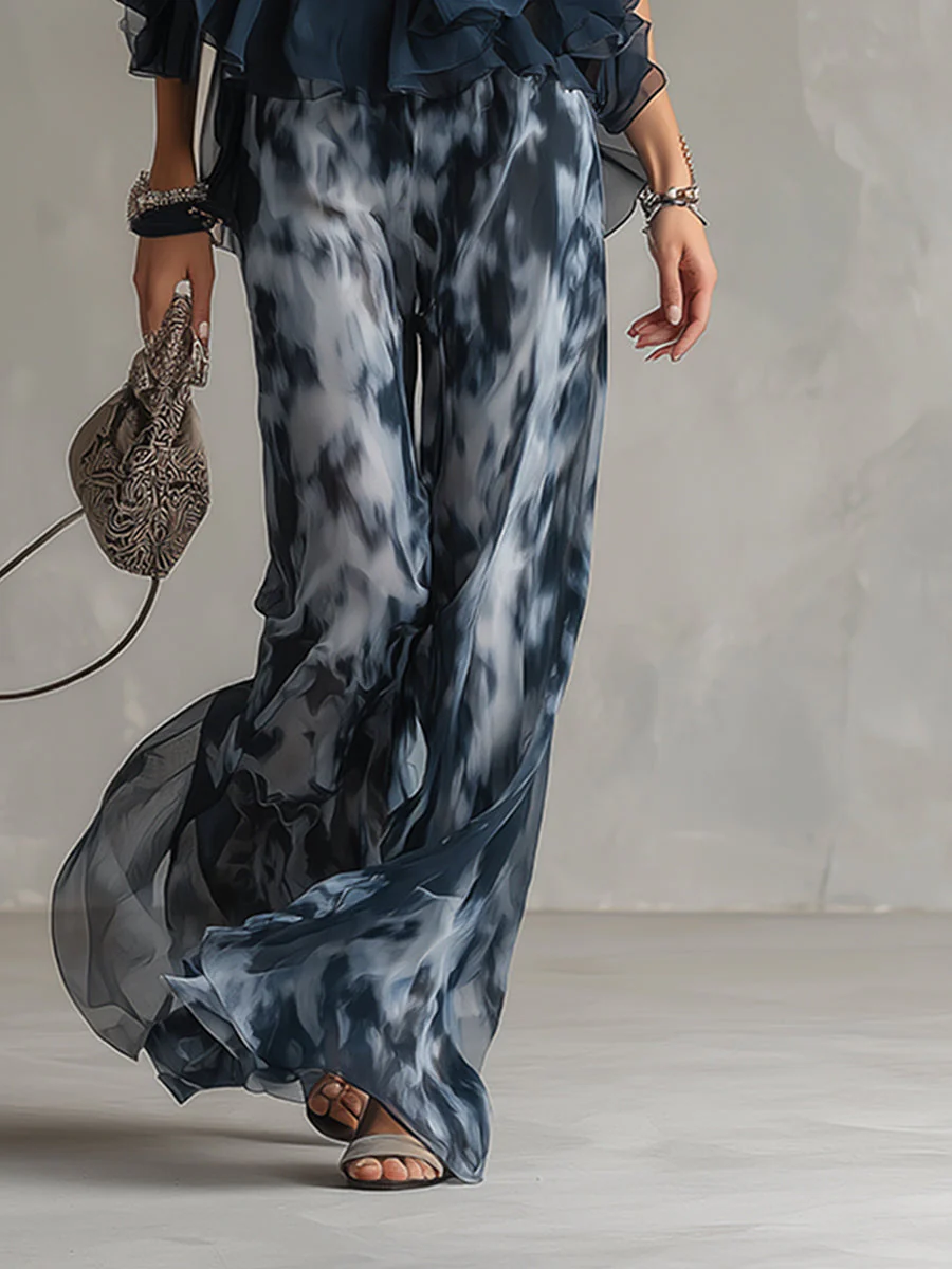 Shylla - Elegante Completo a Due Pezzi In Chiffon - Image 5