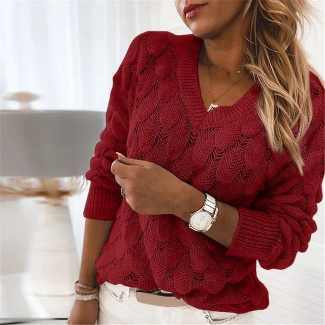 Sinaida - Maglione Elegante In Cotone Con Scollo a V - Image 2