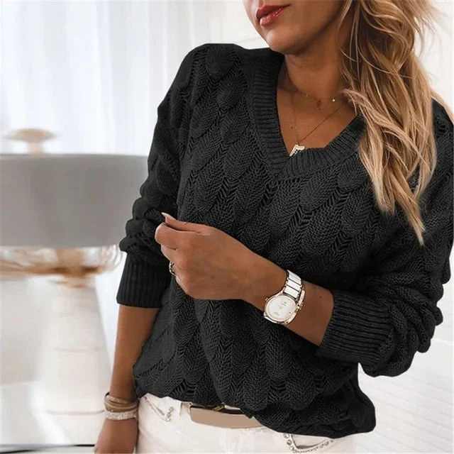 Sinaida - Maglione Elegante In Cotone Con Scollo a V - Image 5