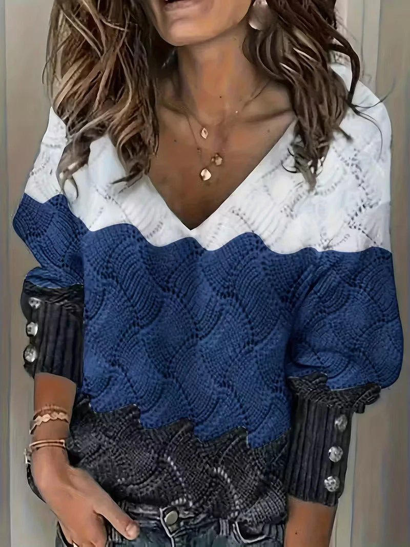 Sinara - Elegante Maglione Con Scollo A V E Maniche Lunghe - Image 2