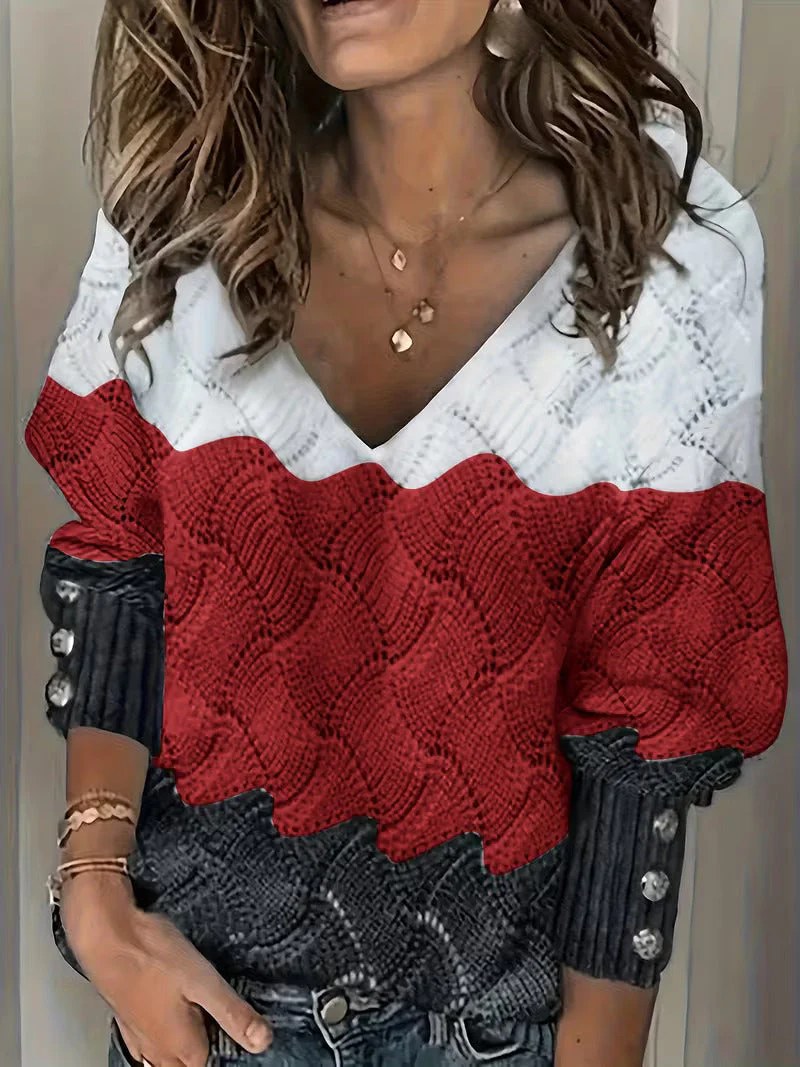 Sinara - Elegante Maglione Con Scollo A V E Maniche Lunghe - Image 3