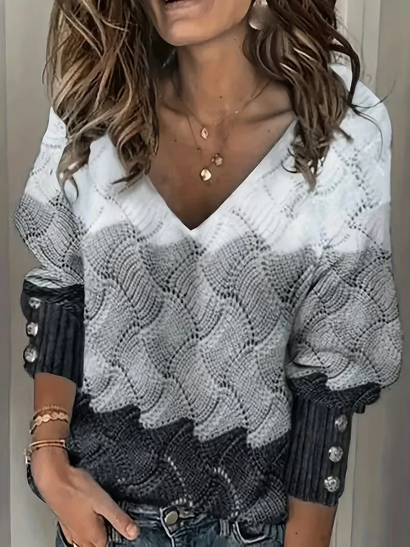 Sinara - Elegante Maglione Con Scollo A V E Maniche Lunghe - Image 4