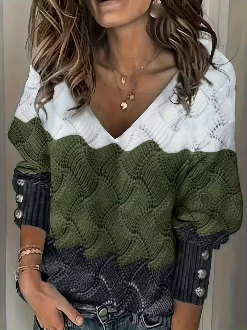 Sinara - Elegante Maglione Con Scollo A V E Maniche Lunghe - Image 5
