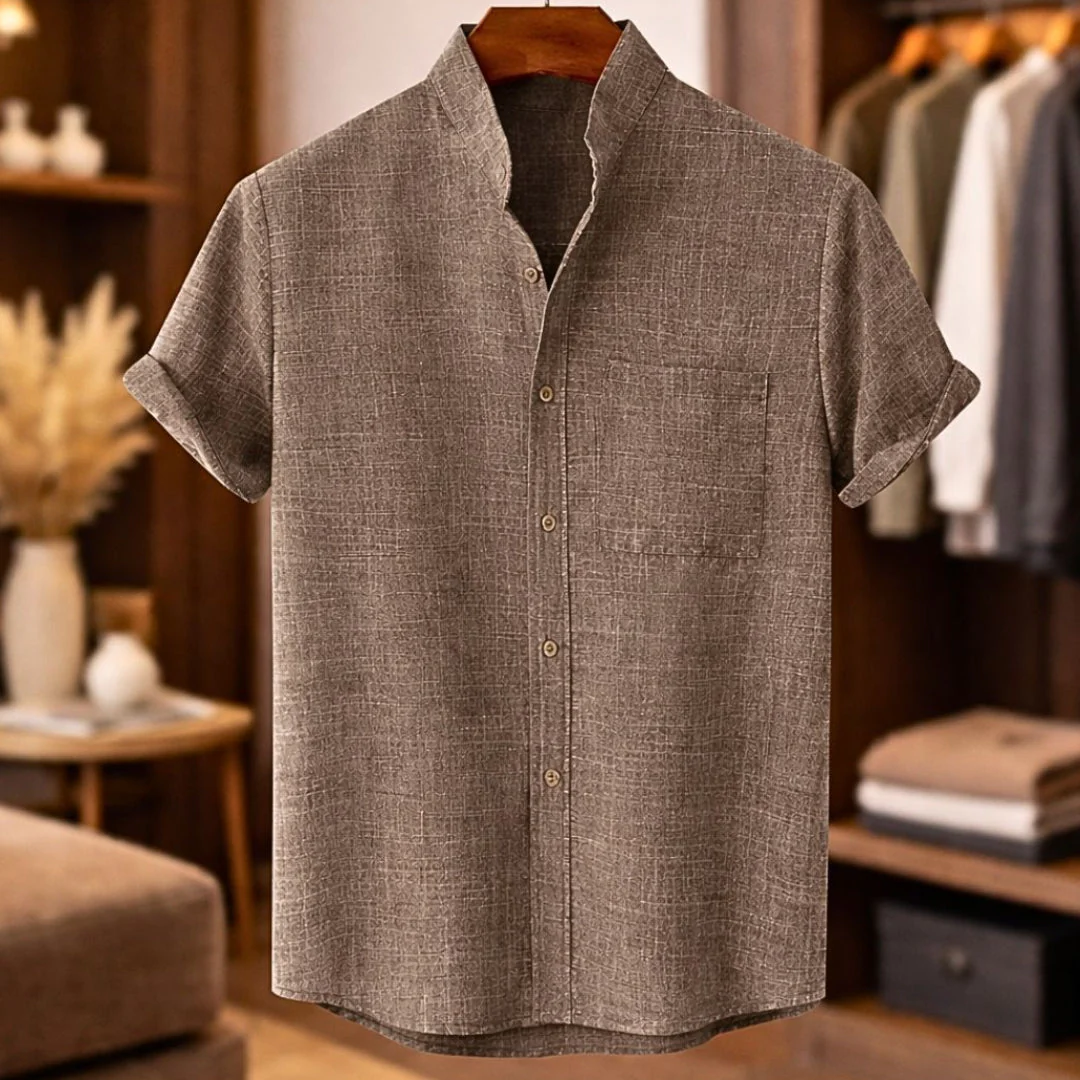 Sinzer - Camicia In Lino a Maniche Corte - Image 4