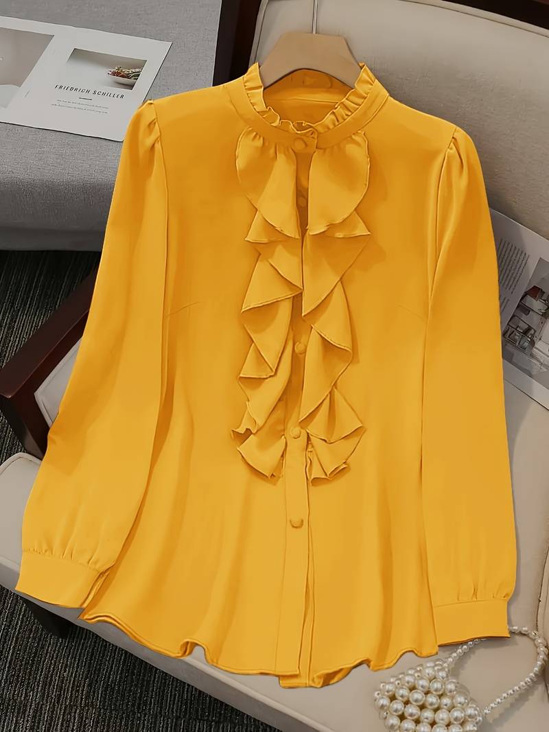 Sivanah - Elegante Camicia Con Abbottonatura e Volant Con Drappeggio - Image 11