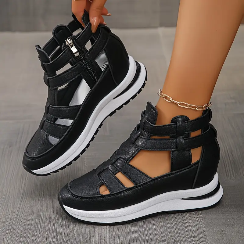 Souad - Elegante Leggero Wedge Sandalo Con Laterale Cerniera