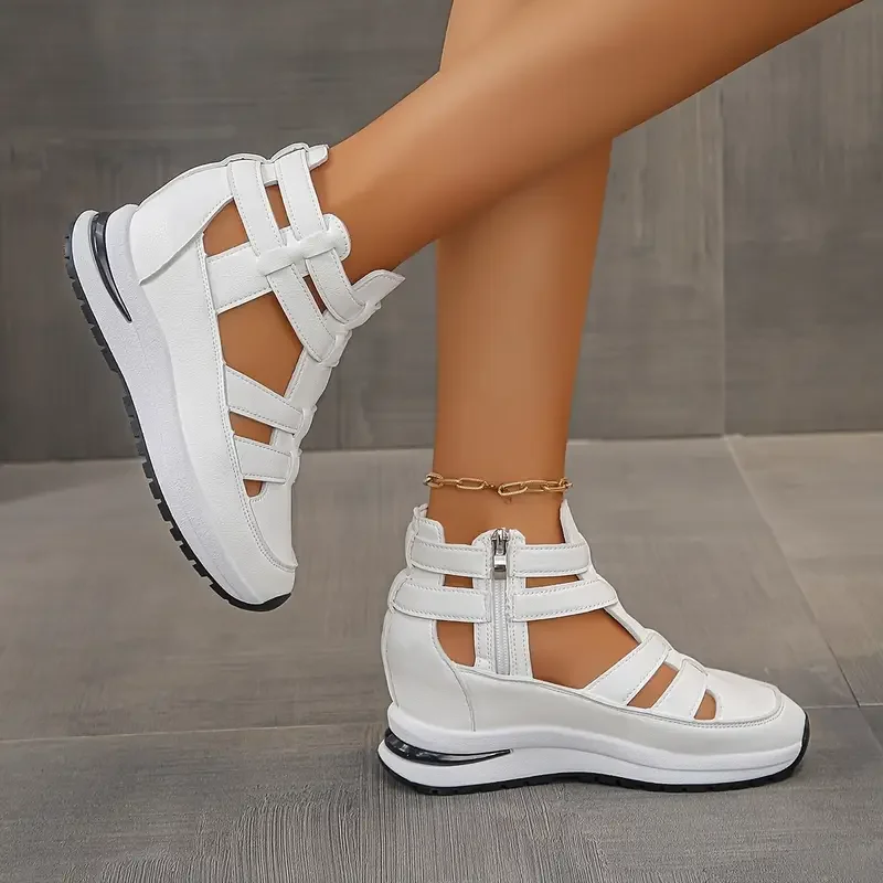 Souad - Elegante Leggero Wedge Sandalo Con Laterale Cerniera - Image 10