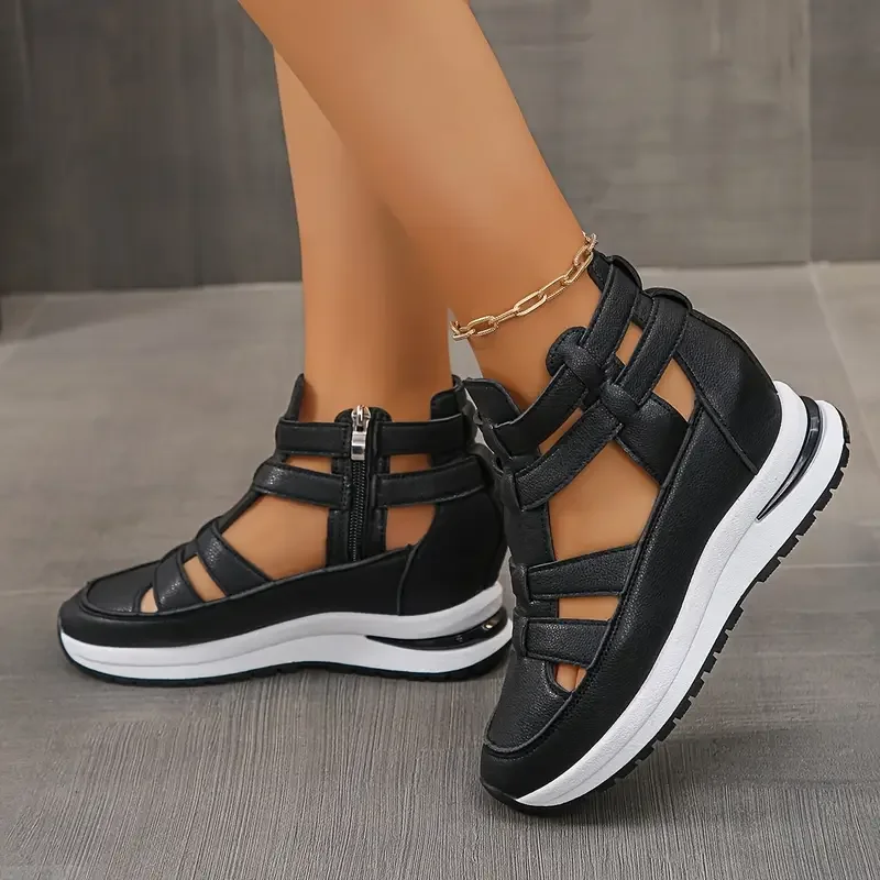 Souad - Elegante Leggero Wedge Sandalo Con Laterale Cerniera - Image 4