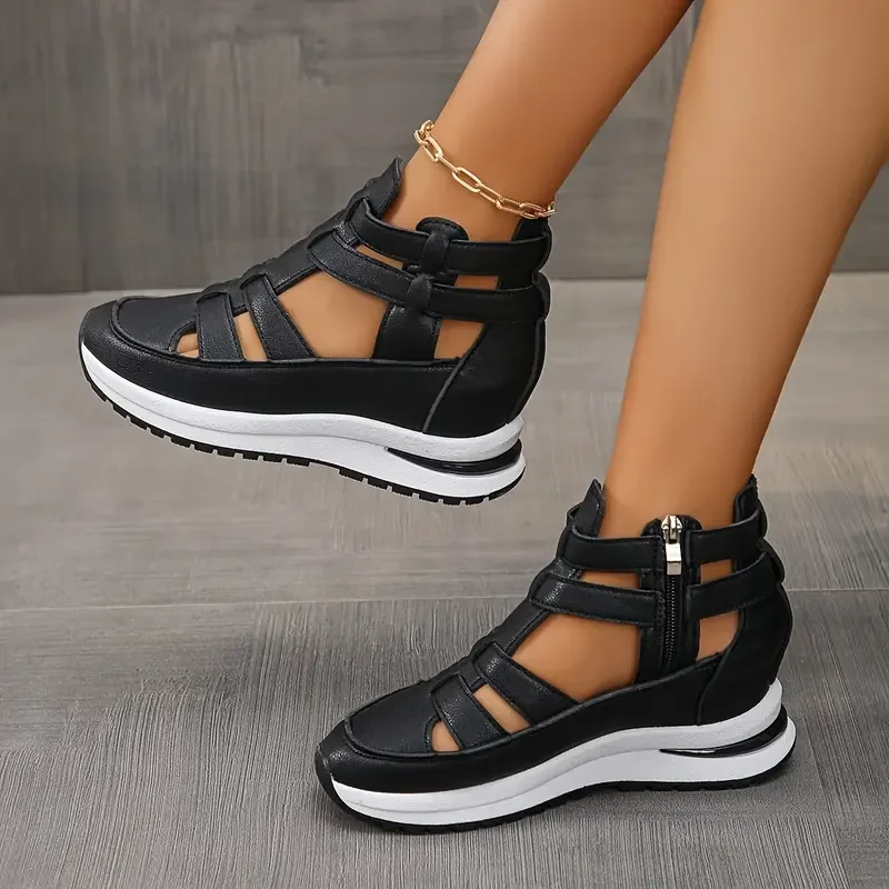 Souad - Elegante Leggero Wedge Sandalo Con Laterale Cerniera - Image 6
