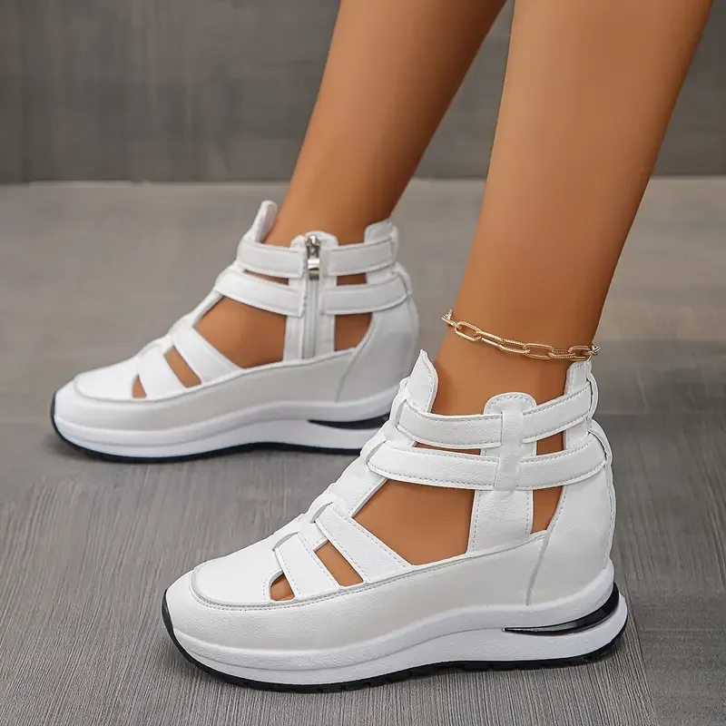 Souad - Elegante Leggero Wedge Sandalo Con Laterale Cerniera - Image 8