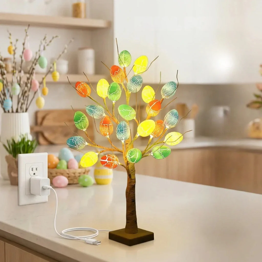 SpringAura - Albero di Pasqua Con luci LED Colorate Per Decorazioni Festive in Casa - Image 2
