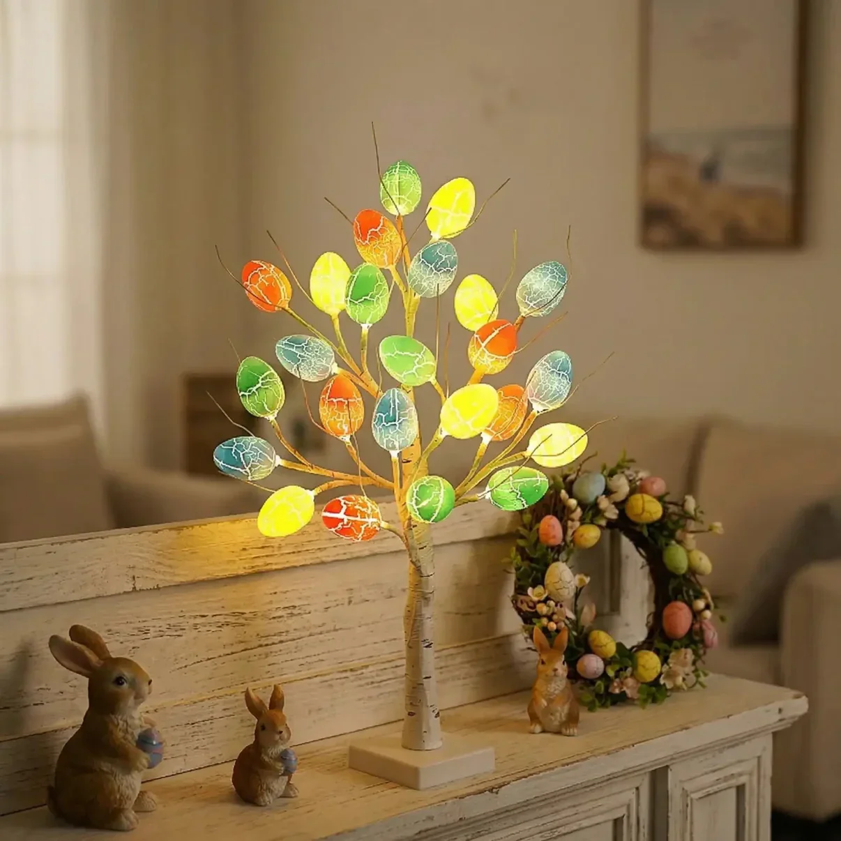 SpringAura - Albero di Pasqua Con luci LED Colorate Per Decorazioni Festive in Casa - Image 6