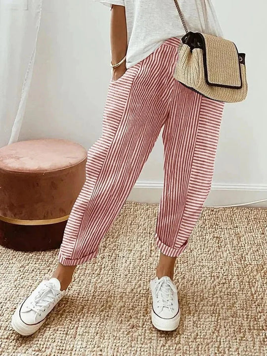 Stefana - Pantaloni In Cotone a Righe - Image 3