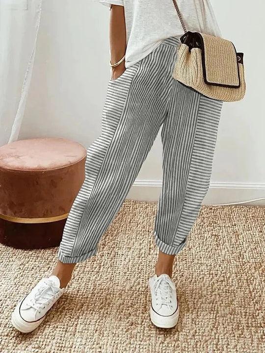 Stefana - Pantaloni In Cotone a Righe - Image 5
