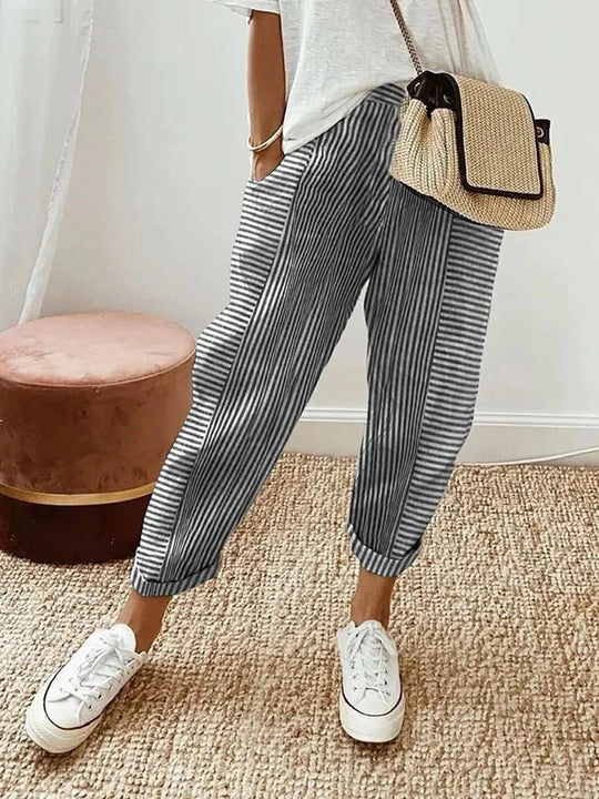 Stefana - Pantaloni In Cotone a Righe - Image 6