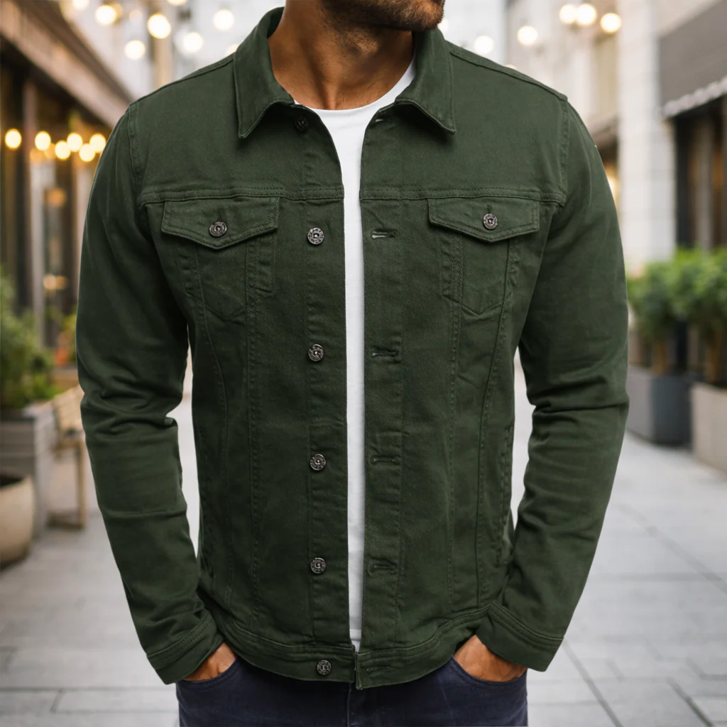 Steponas - Giacca Casual da Uomo in Denim