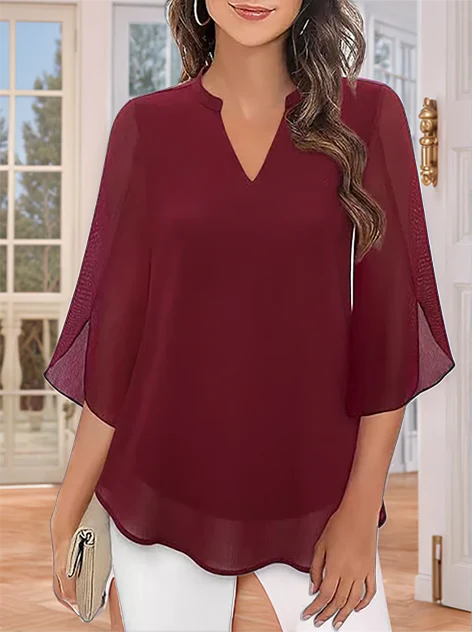Styliani - Camicetta In Chiffon Con Scollo a V - Image 10
