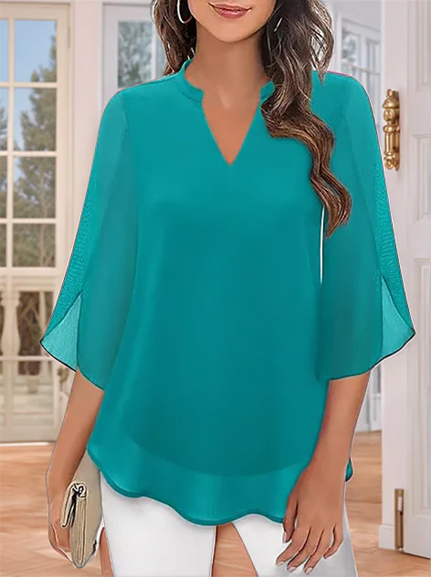 Styliani - Camicetta In Chiffon Con Scollo a V - Image 11