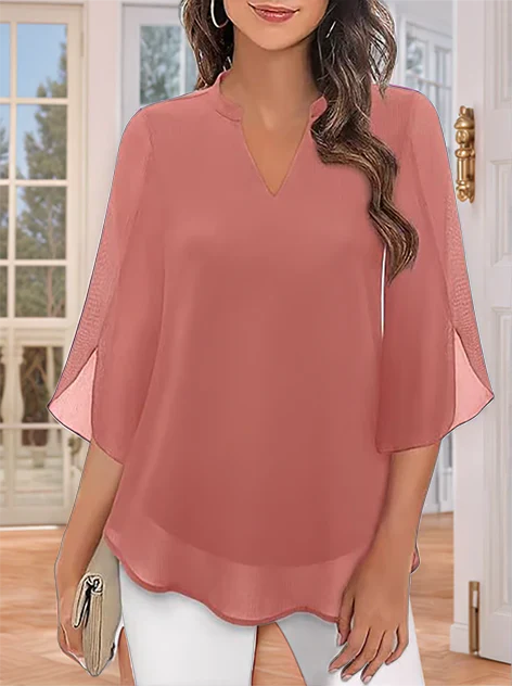 Styliani - Camicetta In Chiffon Con Scollo a V - Image 9
