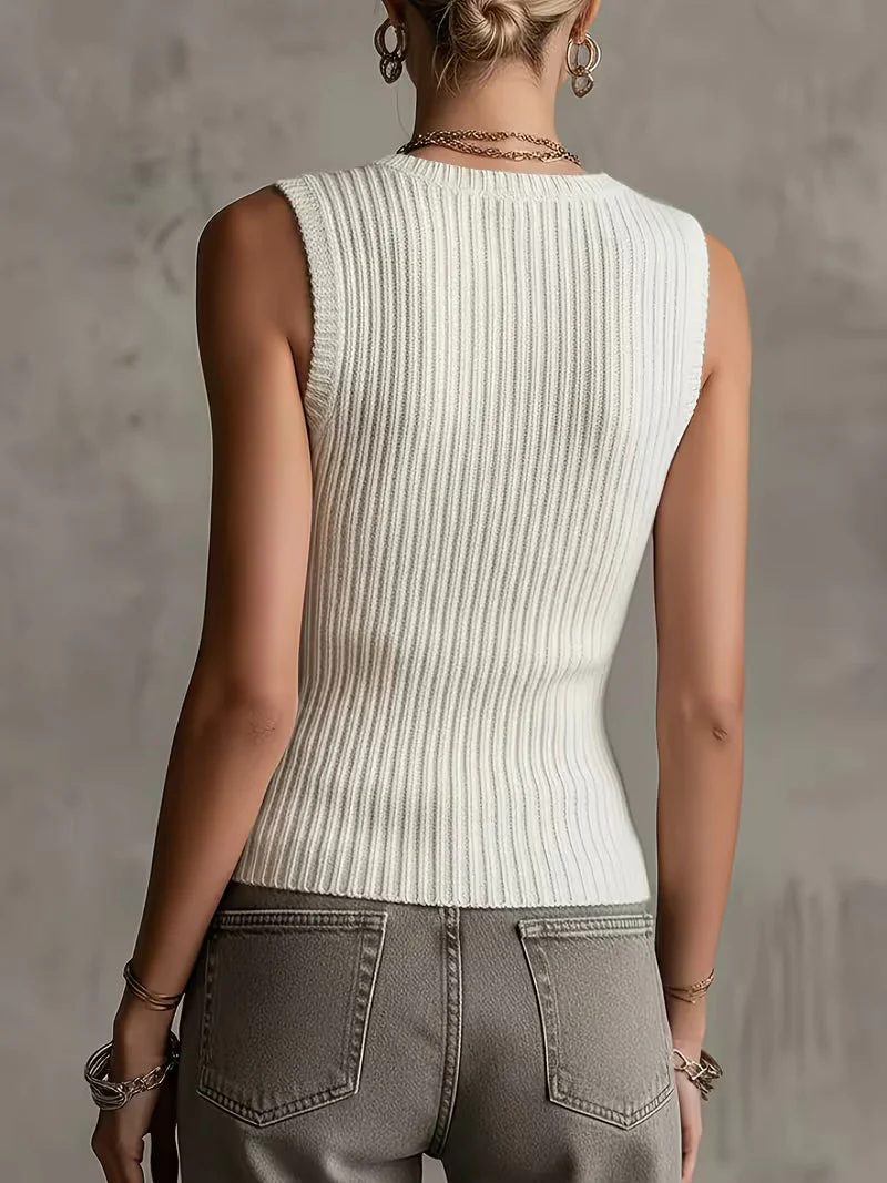 Sutchai - Gilet senza maniche con Motivo Jacquard a Cuori in Contrasto - Image 4