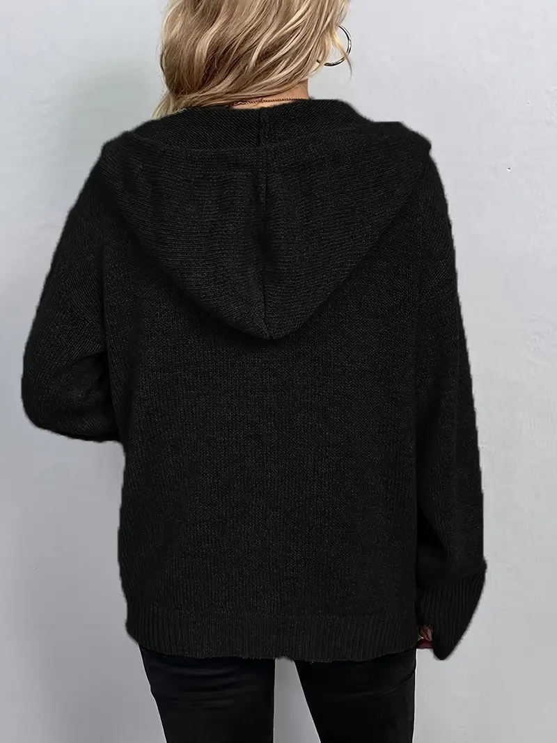 Suthida - Elegante Maniche Lunghe Con Cappuccio Maglione Con Pulsante - Image 10