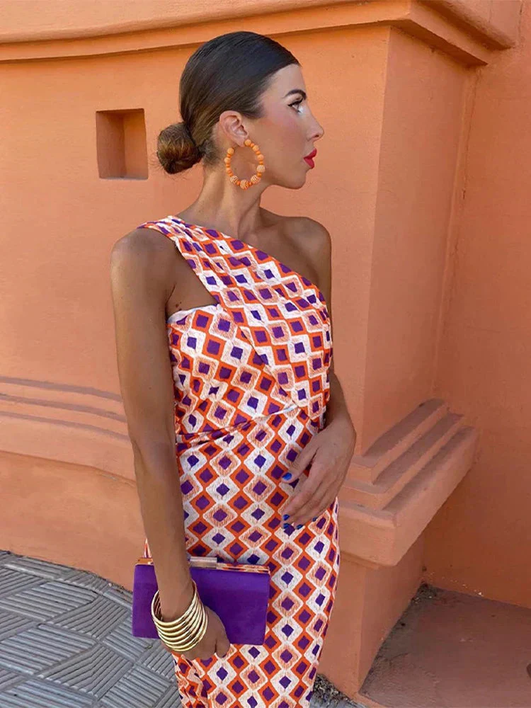 Svetlena - Elegante Abito Lungo Monospalla - Image 3