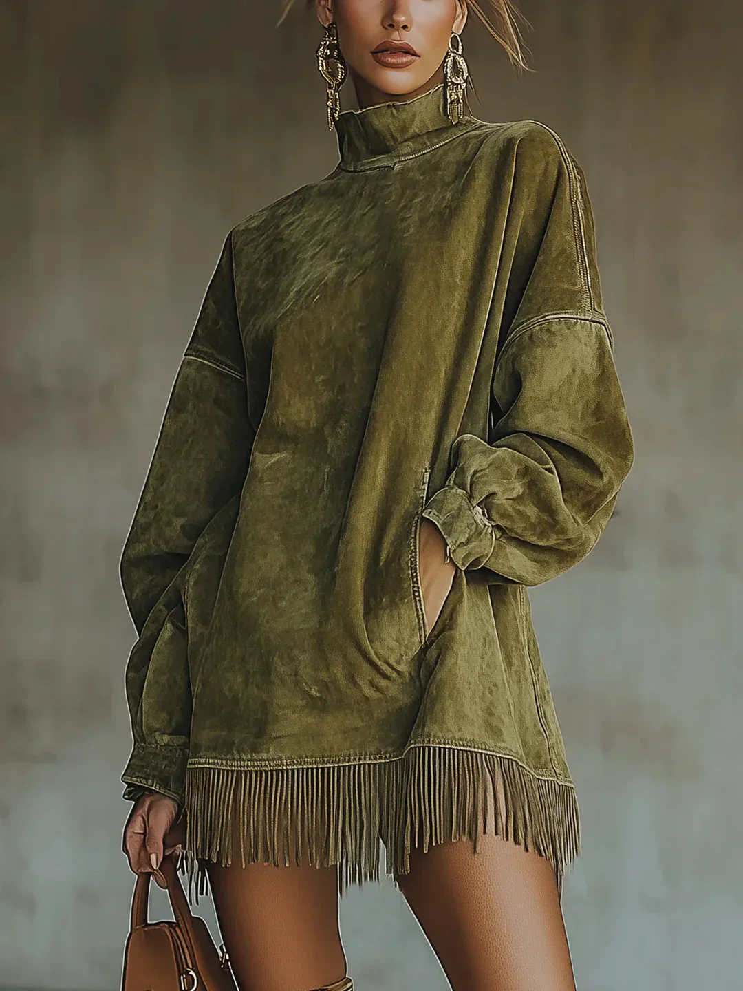 Syanna - Elegante Abito Con Frange e Maniche Lunghe - Image 3