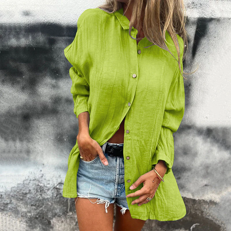 Sybil - Camicia Sovradimensionato con Bottoni in Lino - Image 5