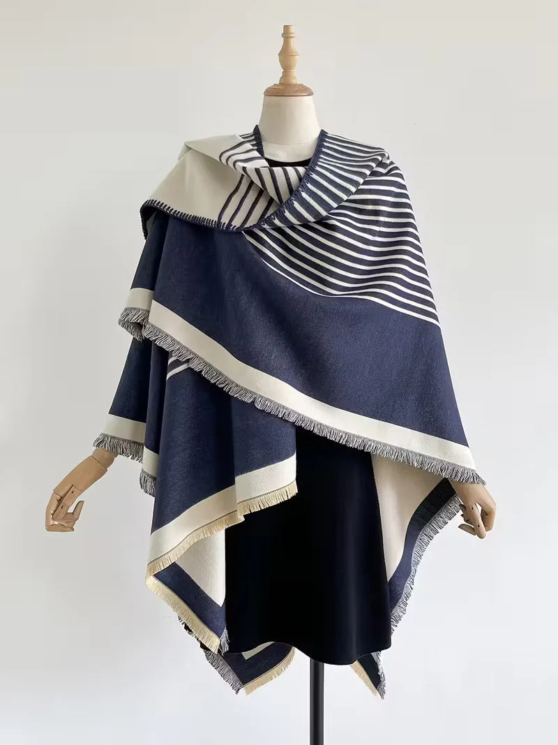 Taisija - Scialle Jacquard a Righe Reversibile In Finto Cashmere - Image 9