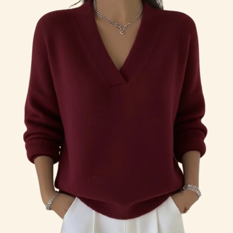 Taleena - Maglione Con Scollo a V e Maniche Lunghe