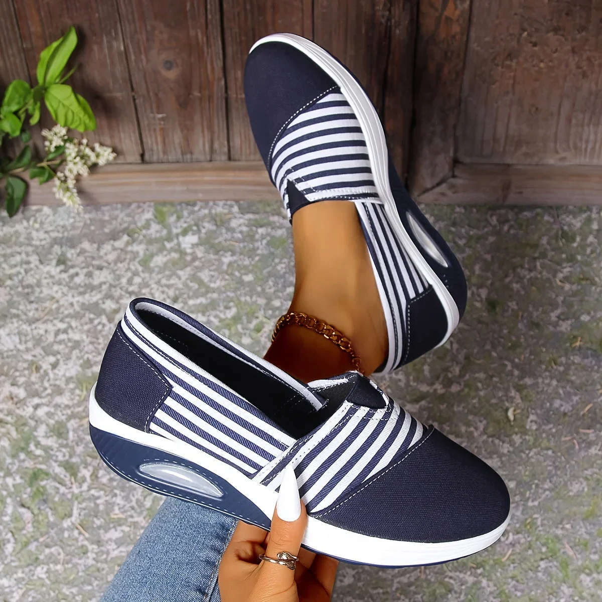 Tasha - Comodità Righe Scivolare Su Ortopediche Scarpe Da Ginnastica - Image 5