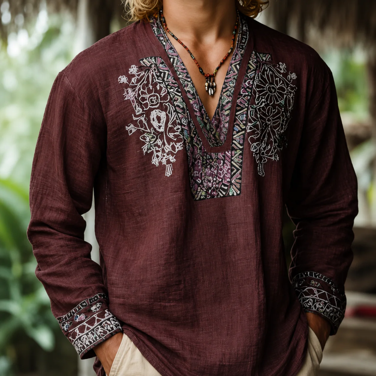 Tayson - Camicia Estiva Ricamata in Stile Bohémien - Image 4