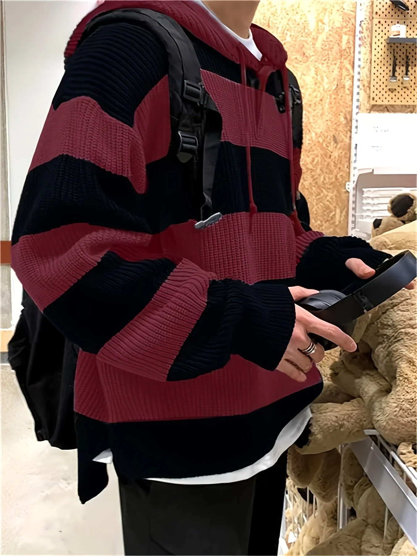 Tenzin - Felpa Oversize Con Cappuccio In Maglia a Righe - Image 10