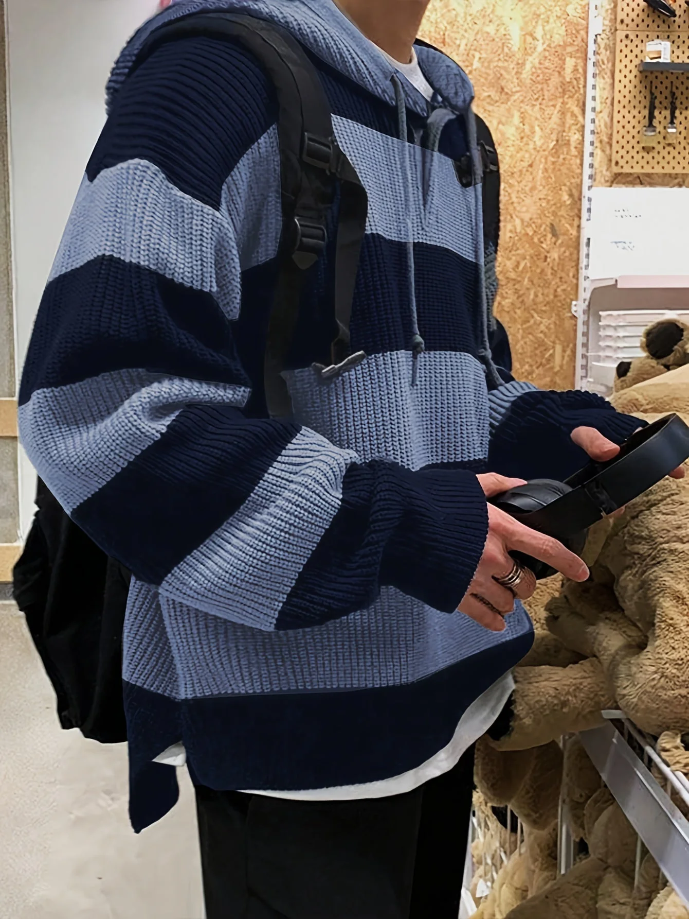 Tenzin - Felpa Oversize Con Cappuccio In Maglia a Righe - Image 14