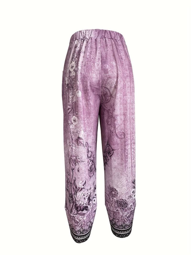 Thimasha - Pantaloni Capri Vintage a Fiori Con Elastico in Vita - Image 8